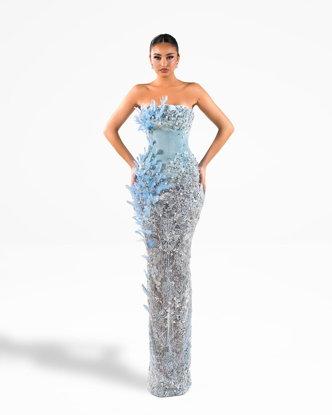 Beaded Cutout Evening Gown