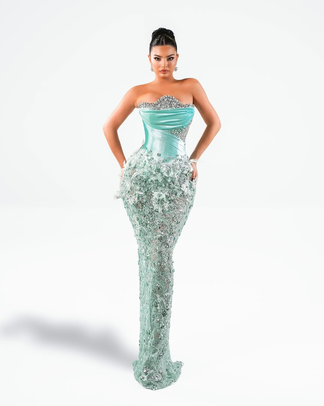 Beaded Cutout Evening Gown